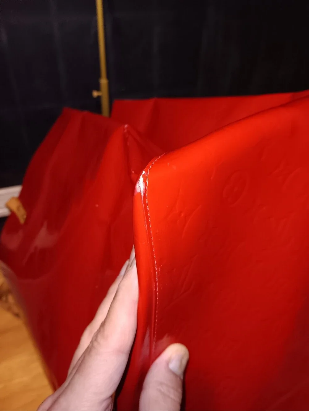 Louis Vuitton Large Red Vernis Leather Tote Bag